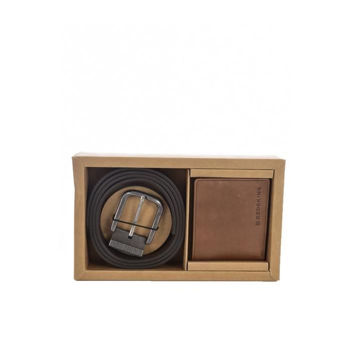 Coffret Ceinture Cuir + Portefeuille - Redskins ,U Marron