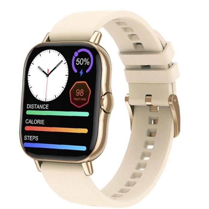 1.78inch Montre intelligent, or, écran tactile complet, suivi de l'activité Bluetooth, positionnement mobile, bracelet avec notifica
