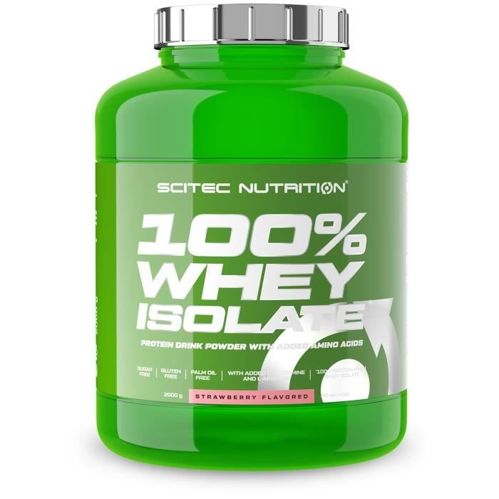 100% Whey Isolate 2kg FRAISE Scitec - Pure Protéines Iso 2000g