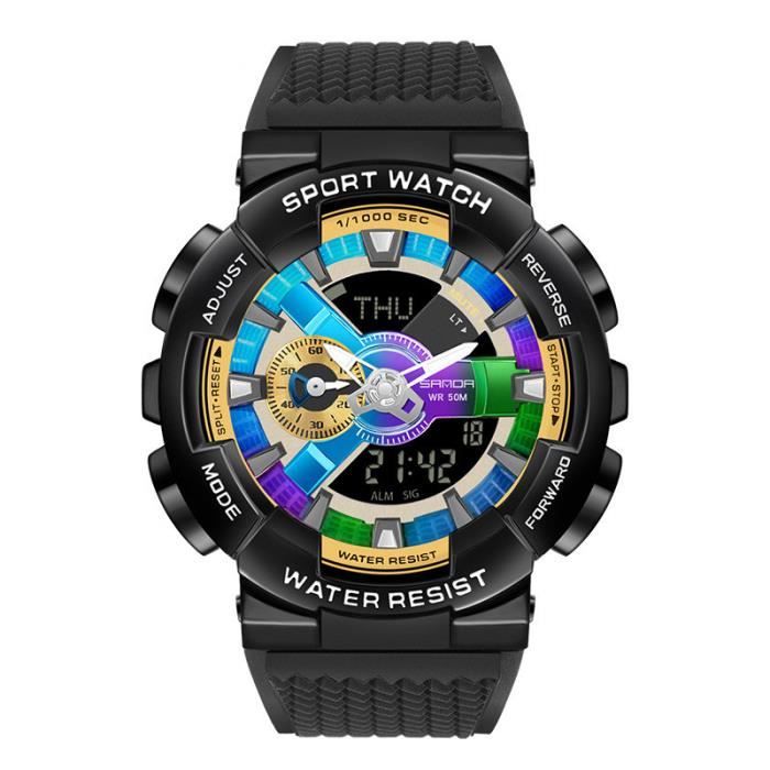 SHARPHY Montres Homme de Luxe Sport Enfant numérique analogique Lumineux étanche Noire Coloré - Haut de gamme - Une idée cadeau