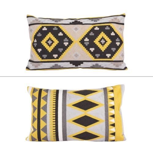 Coussin jaune losange 30x50 cm (1 modèle aléatoire) - Table Passion Décoré
