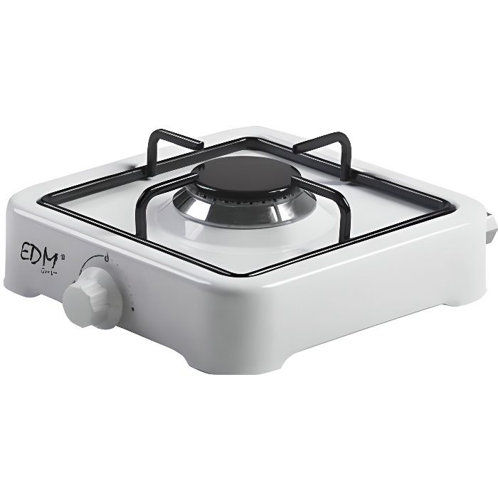 Réchaud gaz 1 feu 2100W EDM Blanc laqué 30 x 30 x 9 cm