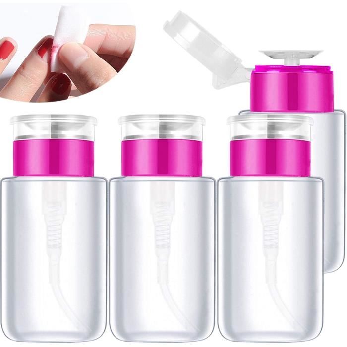 4 PCS 150ml Distributeurs de Pompe de Dissolvant de Vernis à Ongles, Flacon Pompe Vide pour Vernis à Ongles et Démaquillant WAN D001