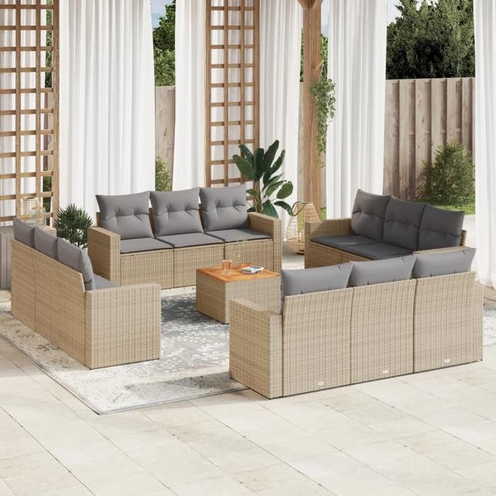 vidaXL Salon de jardin 13 pcs r ésine tressée - vue 3