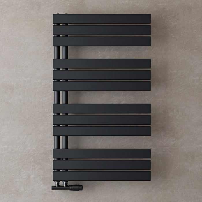 Sogood Radiateur de Salle de Bain Sèche-Serviette 104x60cm Radiateur à Eau Chaude ou Électrique Gris Noir Sèche-Serviettes Design