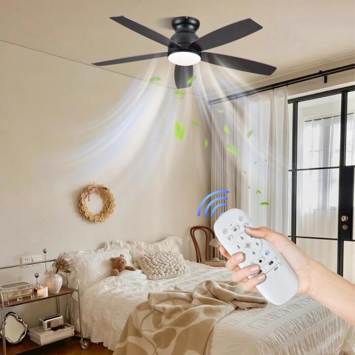 Beijiyi – Ventilateur de plafond LED dimmable 30W – 3 vitesses réglables – Douille E27 – Température de couleur 3000K à 6000K – Pour pièces jusqu'à 10 m²
