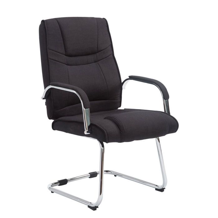 Fauteuil de bureau sans roulettes accoudoirs chaise visiteur charge maximale 180 kg en tissu noir cadre en metal 10_0003250 Fauteuil de bureau sans roulettes accoudoirs chaise visiteur charge maximale 180 kg en tissu noir cadre en metal 10_0003250