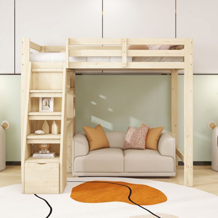 Lit Mezzanine Multifonctionnel 90x200cm – Lit Superposé Avec Bureau, Armoire, Tiroirs, Étagères – Idéal Chambre Enfant/Ado