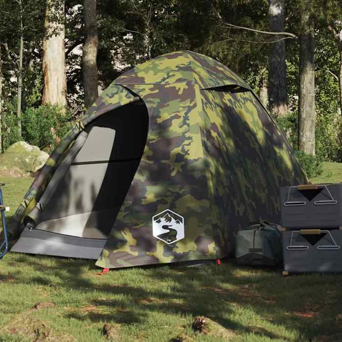 vidaXL Tente de camping à dôme 2 personnes camouflage imperméable tente abri de camping abri de jardin tente de jardin 4009614