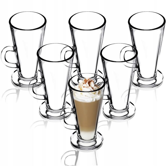 KADAX Verres à Café de 260 ml Tasses avec Poignées en Verre Transparent pour Latte Macchiato Cappuccino Café au Lait (Lot de 6)