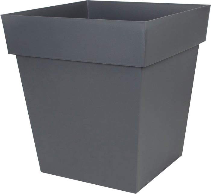 Pot De Fleur Carré Toscane EDA 50 Cm - Gris Anthracite Anti-UV Et Gel - Fabriqué En France - 87 Litres
