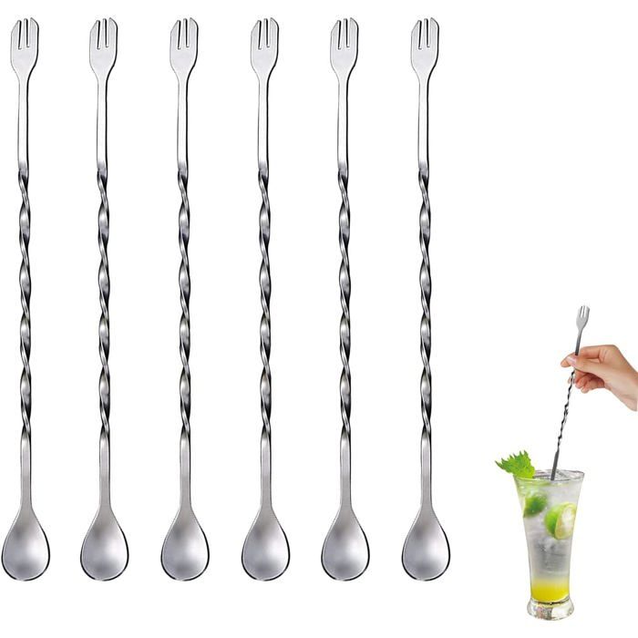 OIGWBPH 4pcs Cuillère à Agiter en Spirale Cuillère à Agiter pour Cocktail Cuillère à Agiter à