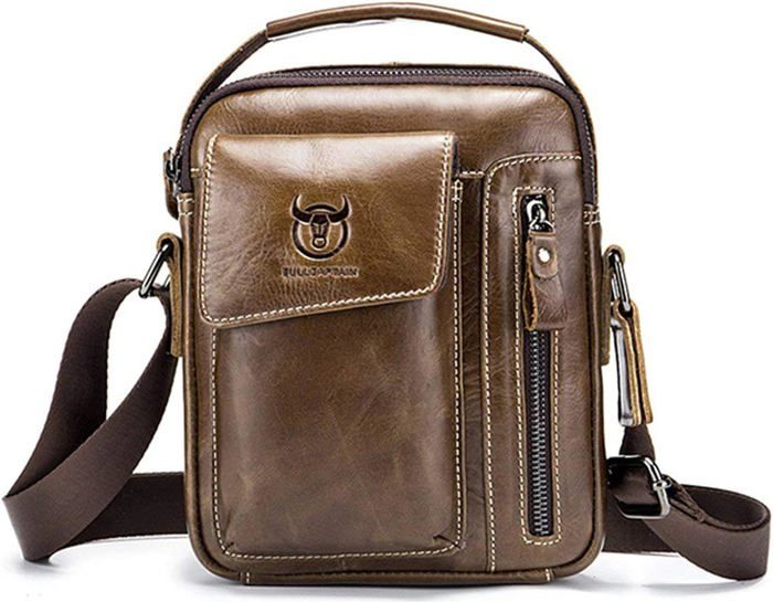 Sac De Poitrine Bandoulière En Cuir Vintage - Style Rétro Marron, Neuf Avec étiquettes, Pour Voyage Ou Randonnée