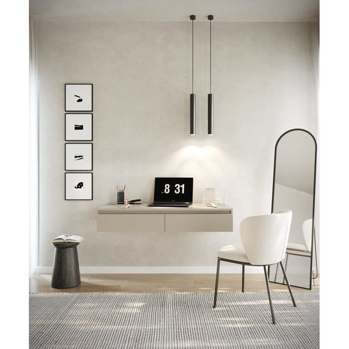 Coiffeuse bureau avec 2 tiroirs - BEMMI - 120 cm - grège