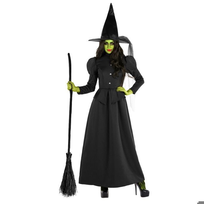 Déguisement Sorcière Femme Morph – Robe Noire Effrayante + Chapeau Halloween, Tailles XS à XXXL