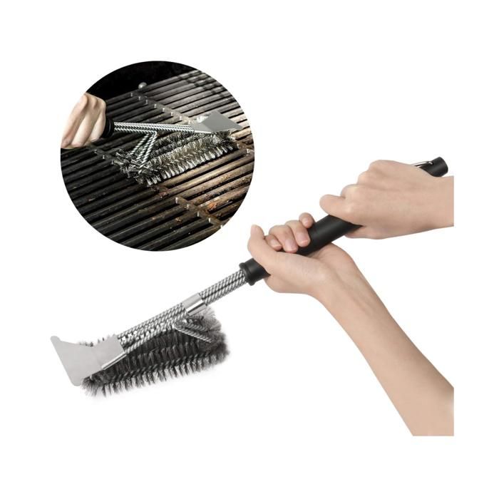 BBQ Triangle Grill Barbecue brosses avec racloir, Manche DE 43,2 cm ...