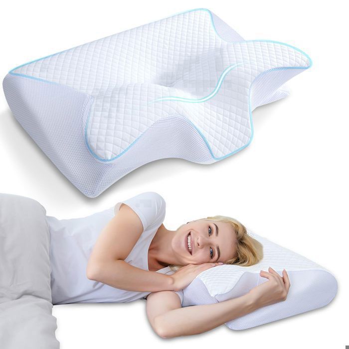 Oreiller Ergonomique Cervical Mémoire De Forme - 63x42.5 Cm - 2 Hauteurs (13.8/9 Cm) - Pour Dormeurs Dos, Côté, Ventre - 10