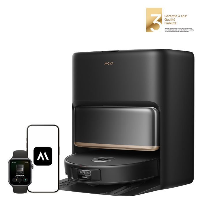 Robot Aspirateur - MOVA - P50s Ultra - Aspiration 24 000 Pa - Lavage HydroSync - Anti-obstacle StepMaster - Mova
