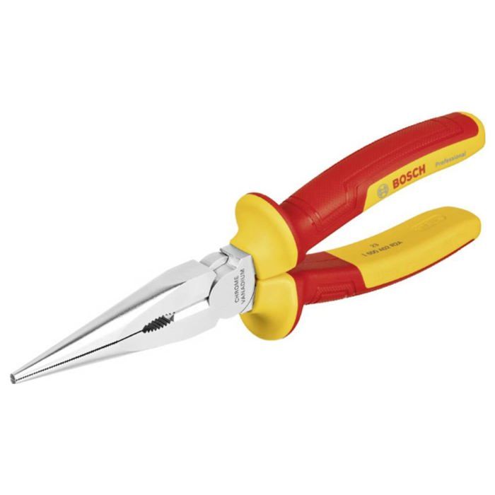 Bosch Professional pince VDE droite à bec long – 200 mm certifiée jusquà 1 000 V isolée avec des polyuréthanes thermoplastiques