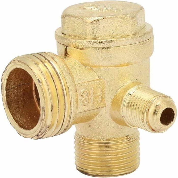 Clapet Anti-retour Compresseur Air 3 Voies – En Cuivre – Filetages 20 Mm, 16 Mm, 10 Mm – Pour Tuyaux, Réservoirs – Remplacement Facile