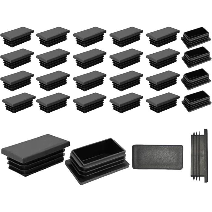 24 pièces Capuchons dextrémité rectangulaires 30 x 50 mm bouchons dinsertion pour tuyaux pour meubles tables chaises