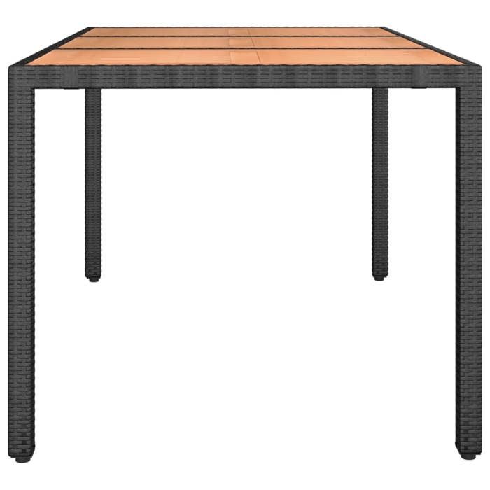 Black Friday Table à dîner de jardin BURKE 2/4 PERSONNES plateau en bois Noir Résine tressée bois massif TTT220