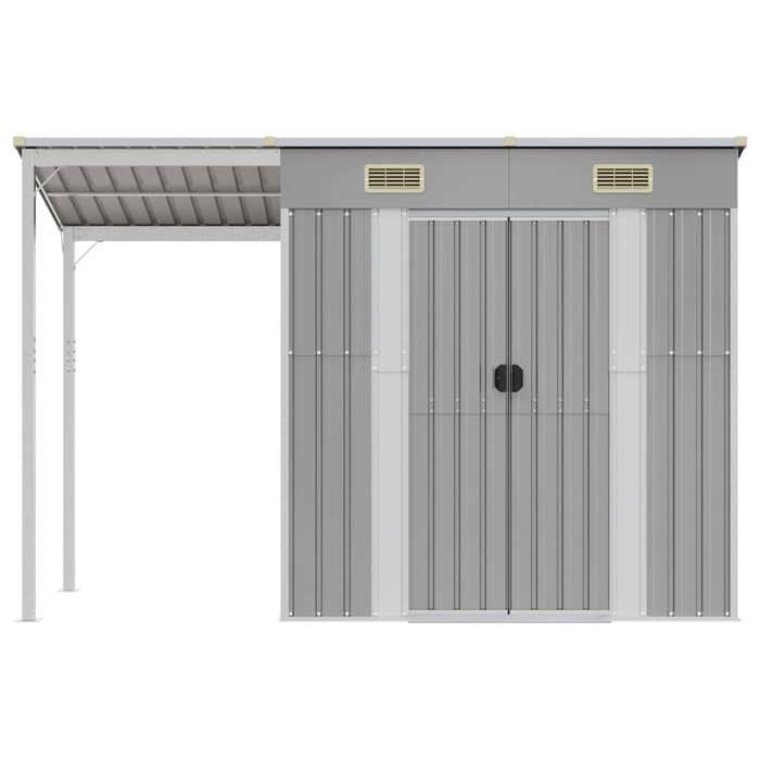Abri de jardin - Usage Intérieur/jardin - MODERNE Abri de jardin avec toit allongé - gris clair -277x107x181 cm en acier 47469
