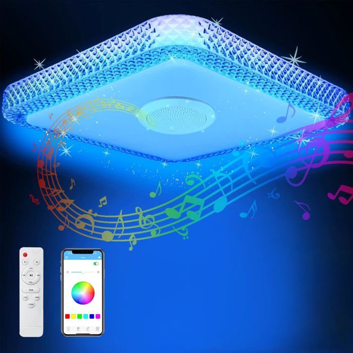 Plafonnier LED dimmable RGB - ESTAMPILLE - 30W - Haut-parleur Bluetooth intégré - Changement de couleur RGB