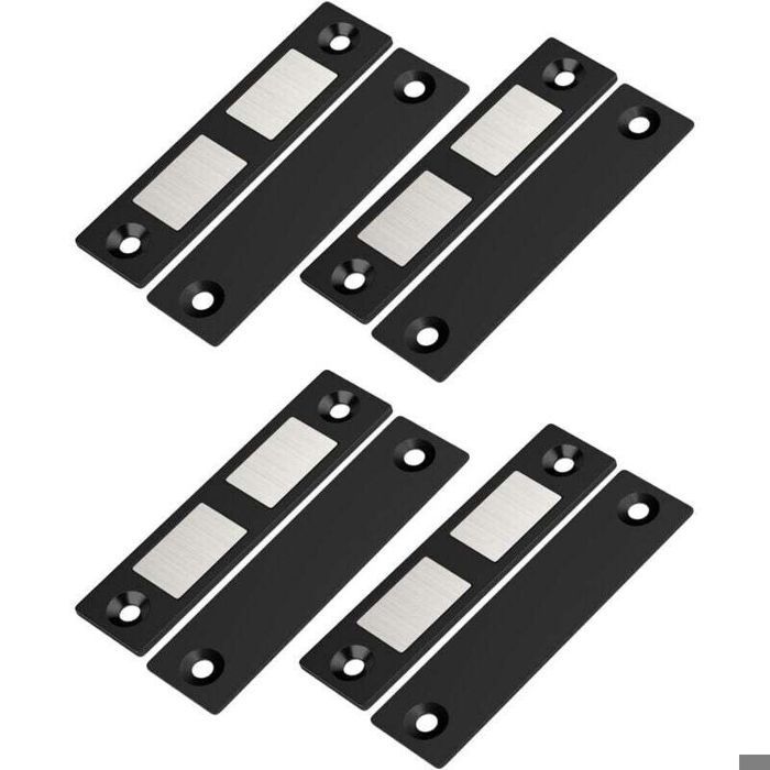 Fermeture magnétique ultra fine - PZCC - Ensemble de 4 - Double aimant puissant - 395 mm dépaisseur - Noir