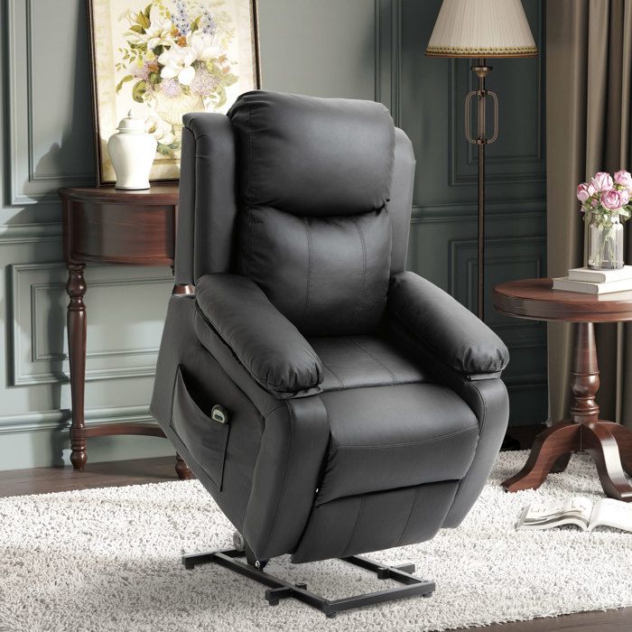 Fauteuil releveur électrique fauteuil relax électrique avec repose-pied télécommande et 2 pochettes 76x90x105cm noir