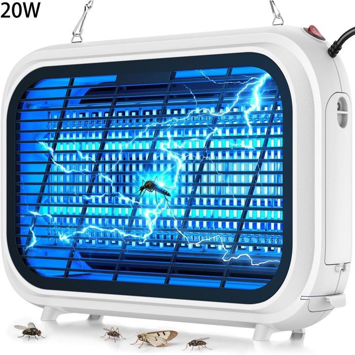 Lampe anti moustique - 20W avec grille haute tension à double couche plateau amovible Efficace sur Une Surface de 20-80m²