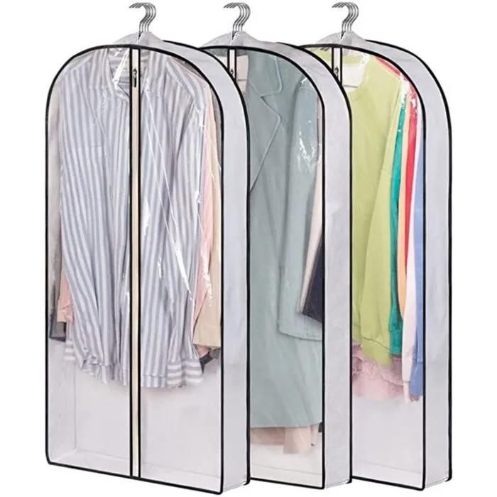 Housse De Rangement Transparente Pour Vêtements Suspendus 40 Pouces Lot De 3 Pièces