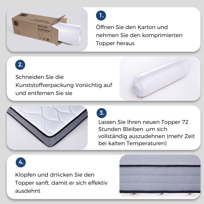 Matelas Ressorts Ensachés 1 Place 90 × 200 cm 7 Zones Mémoire de Forme Lyocell 20 cm Blanc et Gris - UVRION