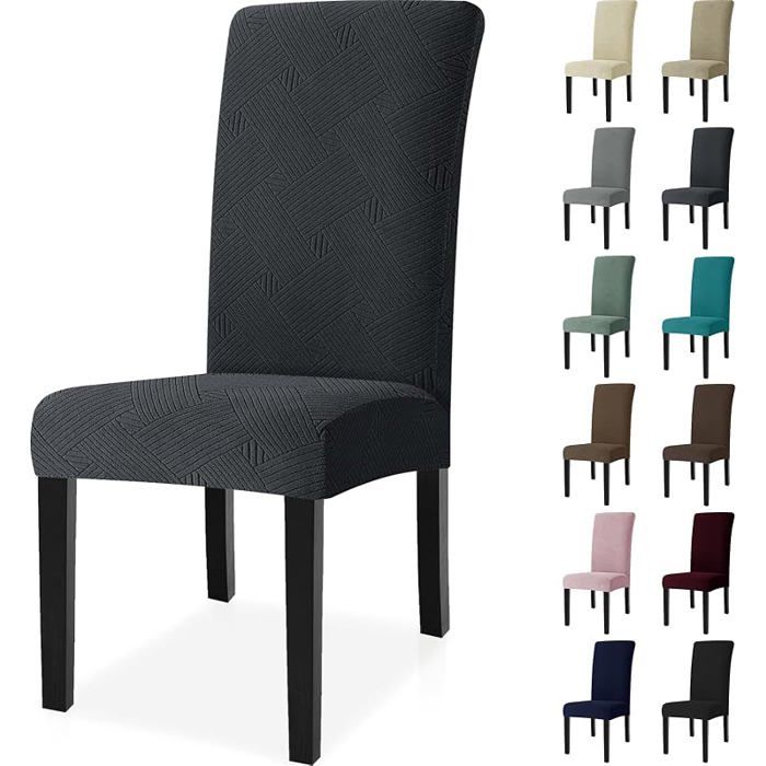Housse de Chaise 4 Pièces Extensible Housse Chaise Salle à Manger Universel Housse pour Chaise Housses de 4 Pièces Gris
