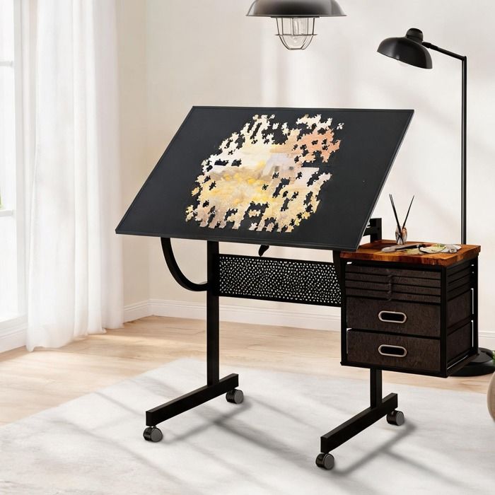 Table puzzle ajustable en MDF et métal couleur jet black plateau inclinable 0-75° 1500 pièces pour adulte