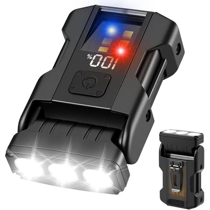 mini lampe torche LED rechargeable - 550 lm - 3 LED - 3 modes d’éclairage principaux - 4 modes latéraux