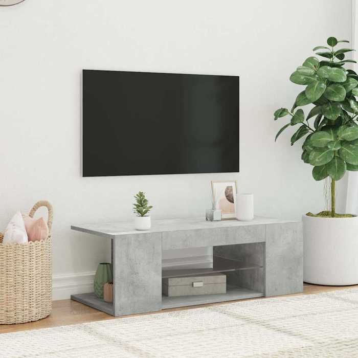 Meuble TV avec lumières LED gris béton 90x39x30 cm - Cadre durable - design élégant(5952)