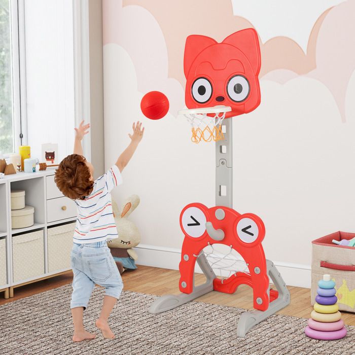 4 en 1 Panier de Basket Enfant-COATWAY-Réglable en Hauteur90-110 CM Anneau de Jeu de Golf Panier de Football Lancer dAnneaux