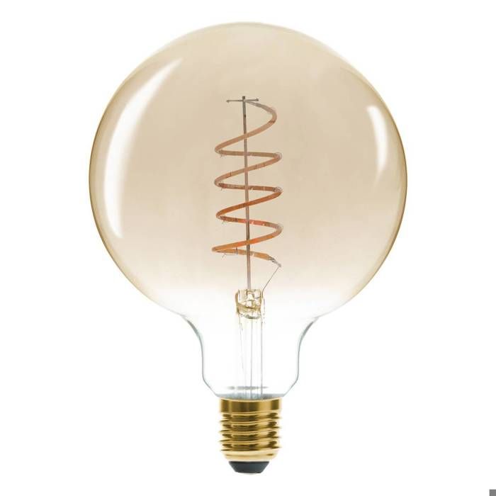 Ampoule LED Globe ambre torsadé D13cm E27 - Atmosphera Créateur dintérieur