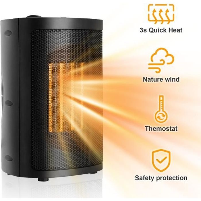 Chauffage D'appoint, 1500W Mini Chauffage Soufflant Ceramique Chauffage