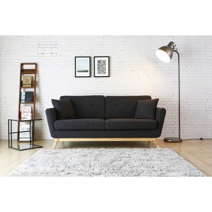 Lolaf Canapé Scandinave 3 Places Gris Anthracite