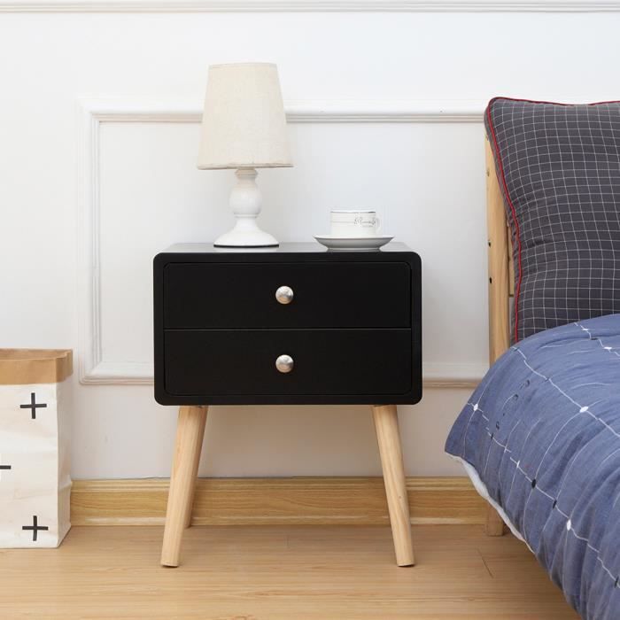 keluodae 1pcs table de chevet avec 2 tiroirs noir style nordique cdiscount maison
