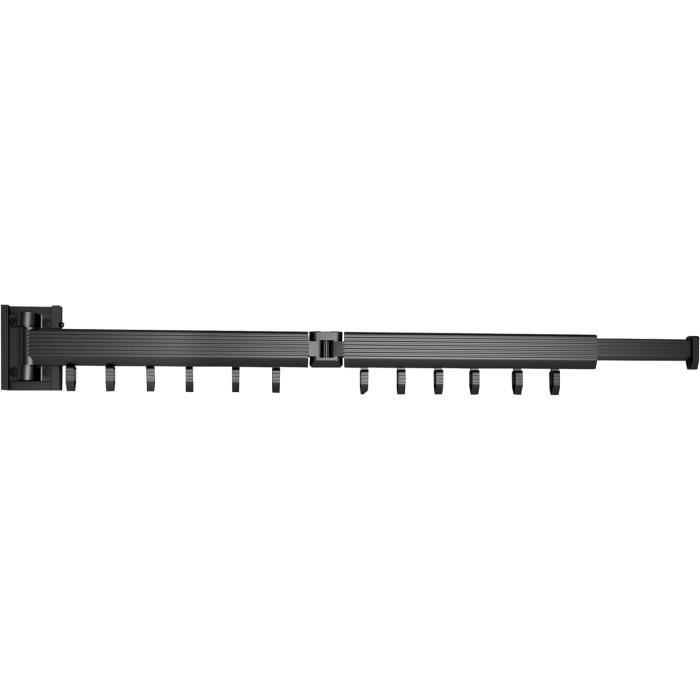 Servetto Junior Tringle à Vêtements Pliable Réglable 770-1200 Mm – Élévateur Noir Pour Armoire, Charge 10 Kg