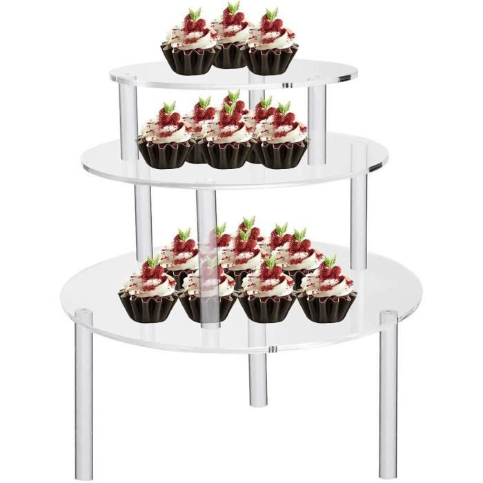 Support À Cupcakes, 3 Présentoirs À Gâteau Support Gâteau En Acrylique  Transparent Plateau Présentation À Dessert Rond Pour F[u5527] - Cdiscount  Maison