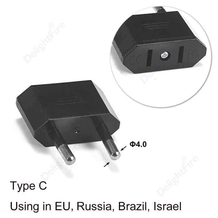 Adaptateur de prise électrique,convertisseur de type A,adaptateur de  voyage,prise 2 broches,Europe vers - 3PCS-EU Plug-Black[B]