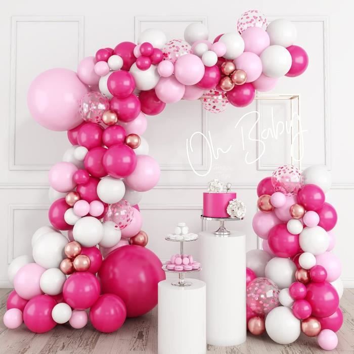 Kit Arche De Ballons Guépard Rose & Or - 98 Ballons Pour Décoration Fête Safari, Anniversaire