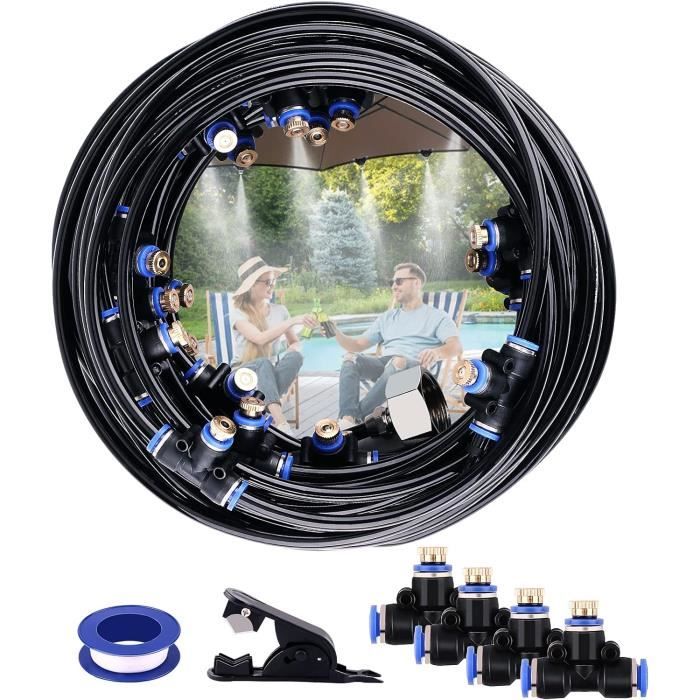 Kit Brumisateur Extérieur 12M - 79 Pièces Avec Buses T | Pour Terrasse, Jardin, Piscine | Refroidissement Efficace