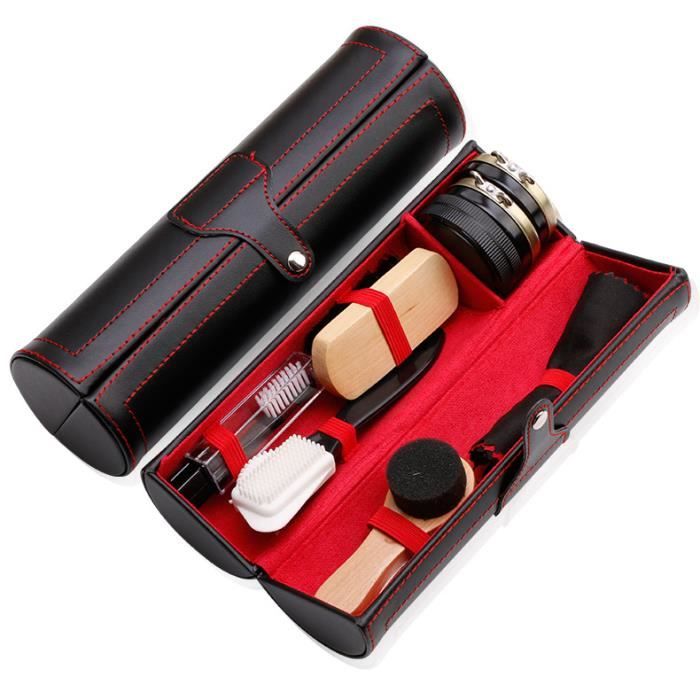 Kit Cirage Chaussures Make It Funwan - 7 Pièces Avec Étui Cuir PU - Entretien Cuir Voyage