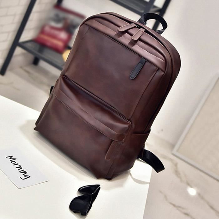 Sac A Dos En Cuir Pour Ordinateur Portable Satchel Travel School Sac A Dos Pour Homme H9483 Brown Achat Vente Sac A Dos 2009348486192 Cdiscount