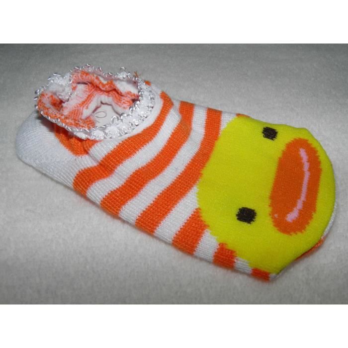 Chaussette chausson antidérapant orange pour bébé